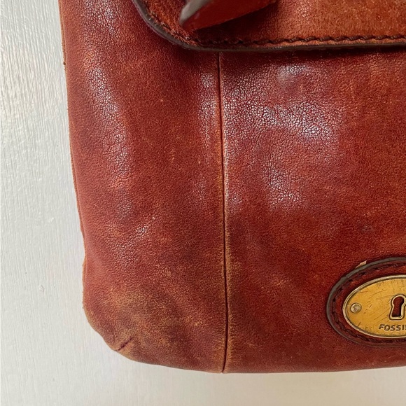 Fossil Long Live Vintage 1954 Brown Leather Crossbody Bag Distressed Leather - Picture 4 of 7